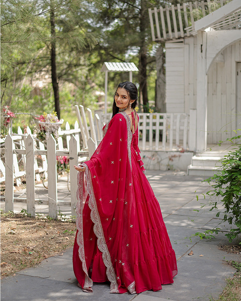 Women Pink Embellished Anarkali Dress Designer Gown for Women | Evening Gown | Party Wear Gown | Bridal Gown | Wedding Gown for Women | Long Evening Gown | Formal Gown for Women