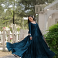 Women Teal Embellished Anarkali Dress Designer Gown for Women | Evening Gown | Party Wear Gown | Bridal Gown | Wedding Gown for Women