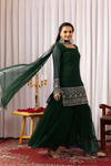 sharara kurta set | sharara kurta | Sharara Pair | Green Sharara | Green Gown|black sharara|blue sharara|gharara|green gharara|pink sharara|viral sharara pair|georgette sharara|embrodairy sharara