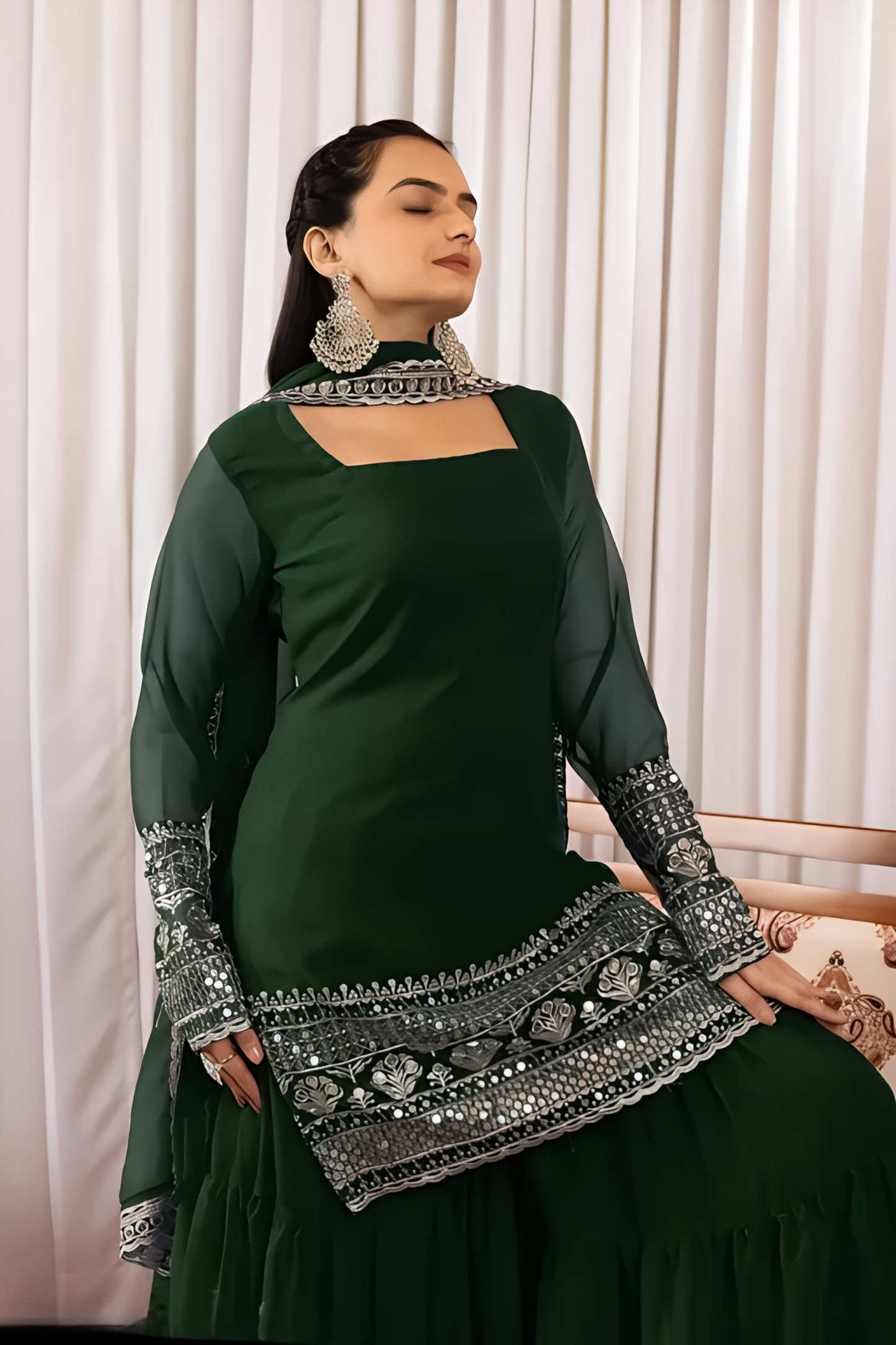 sharara kurta set | sharara kurta | Sharara Pair | Green Sharara | Green Gown|black sharara|blue sharara|gharara|green gharara|pink sharara|viral sharara pair|georgette sharara|embrodairy sharara